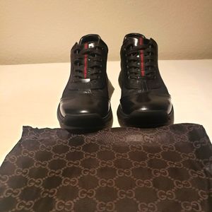 Gucci Mens Black Leather/Canvas sneakers 7